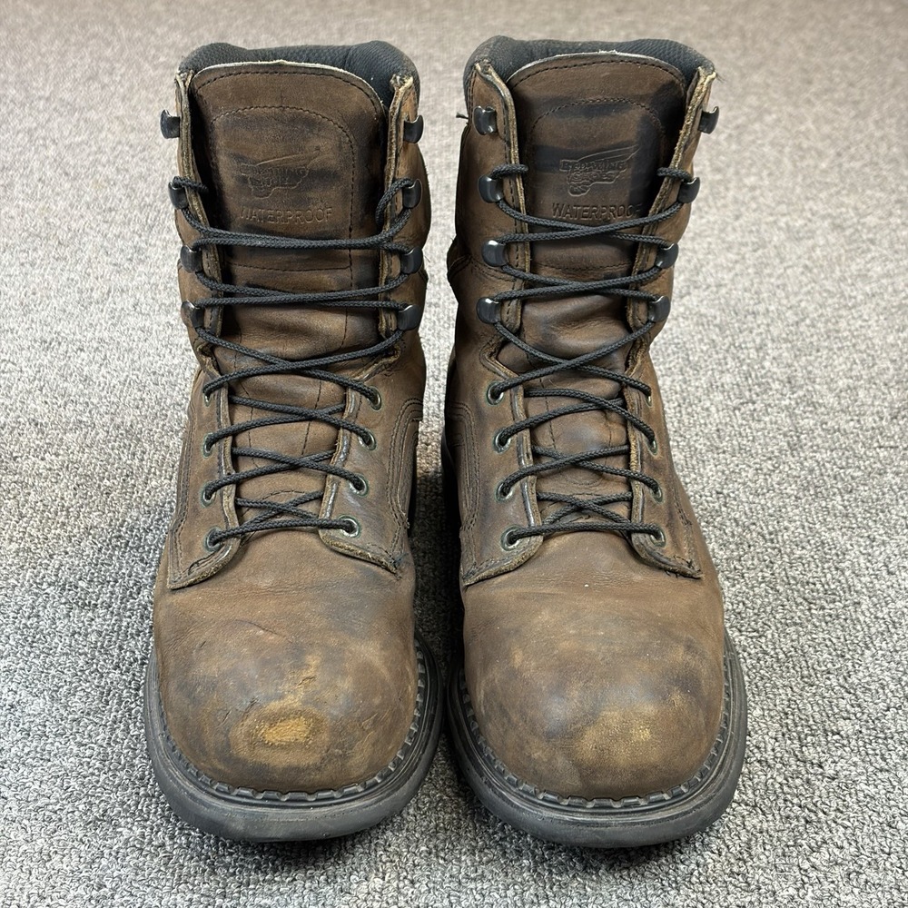 Red Wing #4414 Brown Leather Steel Toe Waterproof Boots Size 10.5 D Made in USA - Picture 6 of 16